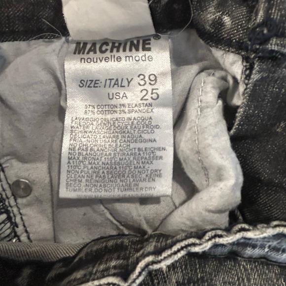 Machine Jeans Nouvelle Mode- US25/Italy 39(Size 0)-Black Acid Wash Jeans Italian - Picture 5 of 6
